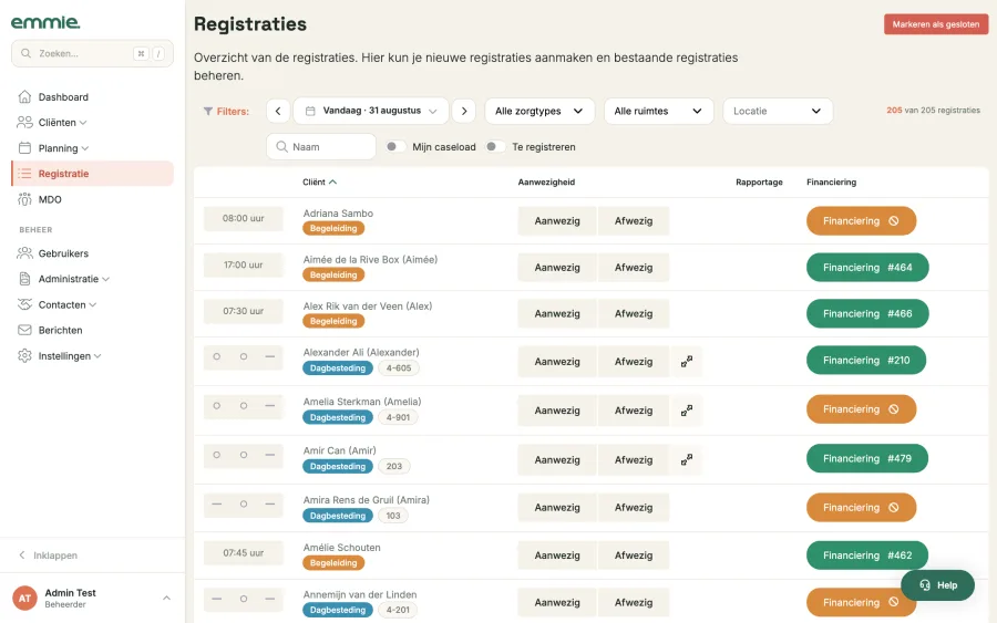 De registratiepagina