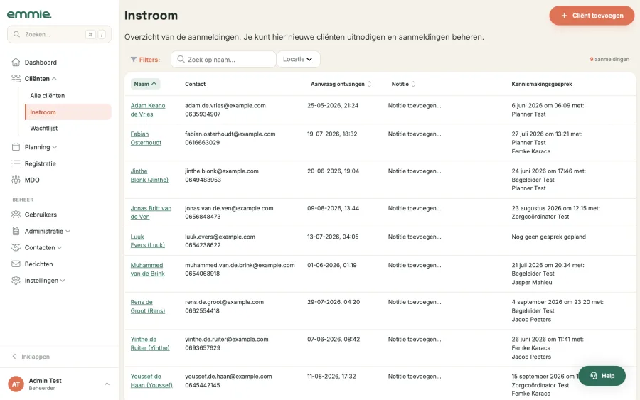 Het instroomoverzicht