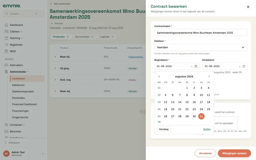 De nieuwe datumkiezer met weeknummers en een knop Vandaag