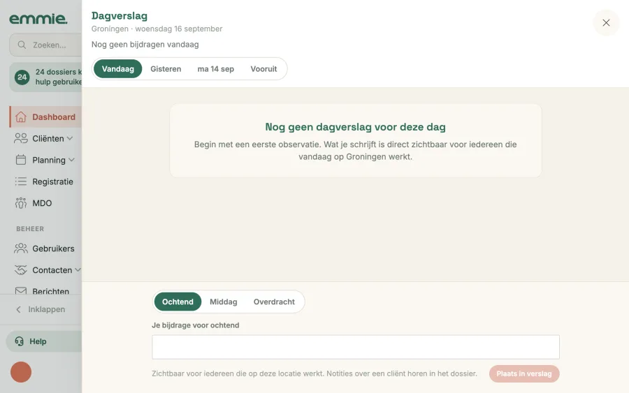 Het dagverslag als paneel: per dagdeel een bijdrage, zichtbaar voor iedereen op de locatie